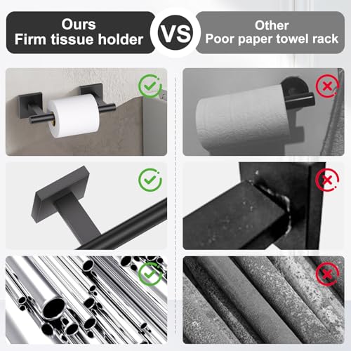 Matte Black Bathroom Hardware Accessories Towel Bar Set 5 Pieces Double Dase Toilet Paper Holder Towel Holder Set 23.6 Inch Stainless Steel Towel Rack for Bathroom Wall Mounted - color: Matte Black, size: 5pieces B