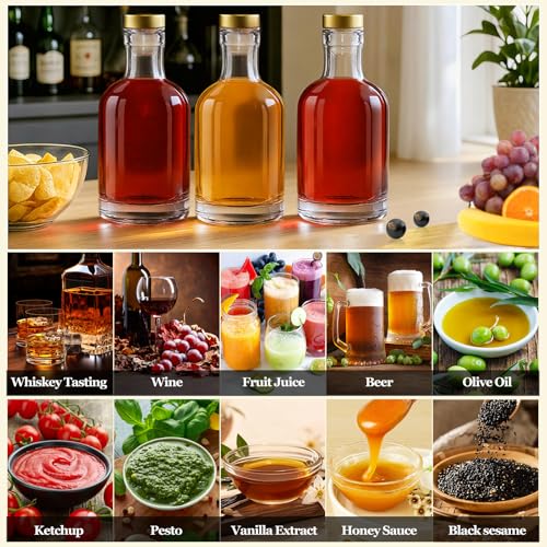 TBWIND 12 Pack 12oz/375ml Clear Glass Bottles with T-Top Cork Stoppers | Thick heavy base airtight wine & liquor bottles. Ideal for beverages, whiskey, oil, vinegar, wedding favors & crafts - color: 12oz/ 375ml, size: Clear
