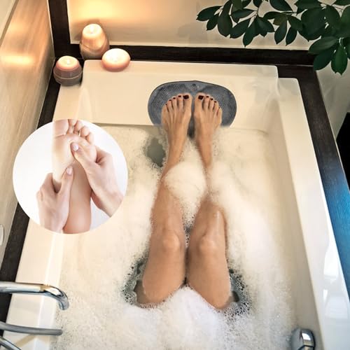 2PACK Shower Foot Scrubber Mat,Wall Mounted Back Scrubber Silicone Bath Massager Cushion Brush with Non-Slip Suction Cups,Foot Scrubber for Use in Shower for Improve Skin Exfoliation(Grey&Blue)