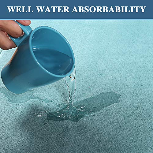 H.VERSAILTEX Bath Mat Set Flannel Velvety Luxury Extra Soft Absorbent Non Slip Bathroom/Bedroom Rugs (Curved Set 20"x 32" Plus 20"x 20"U, Eggshell Blue) - color: Eggshell Blue, size: 20" x 32" Plus 20" x 20" U