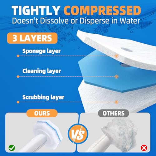 100 Count Toilet Wand Refills Disposable Toilet Brush Toilet Cleaner Refill Pads Wand Kit Scrubber Refills Compatible With Most Brushes No Falling Apart, Fresh Fragrance