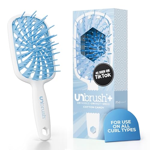 FHI Heat UNbrush Plus — Curly Hair Brush for Gentle & Effective Detangling on Wet or Dry Fragile Hair Types — Detangler Brush w/ 84 UltraFlex Bristles, Ultra-light, Vented, Anti Static Hairbrush - color: Cotton Candy