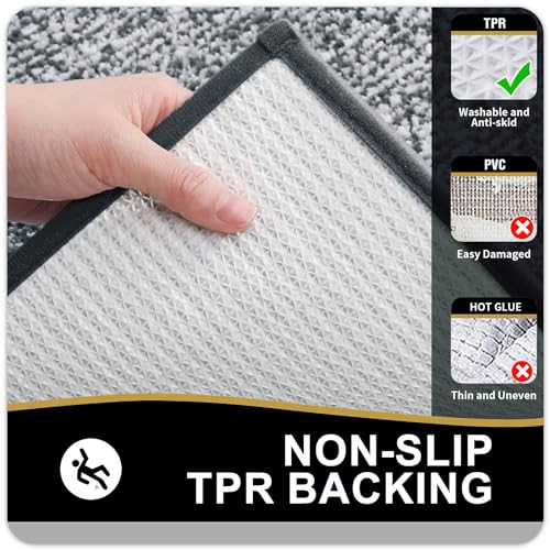 OLANLY Toilet Rugs U-Shaped 24x20, Extra Soft and Absorbent Microfiber Bathroom Rugs, Non-Slip, Machine Wash Dry, Plush Shaggy Contour Bath Mats for Toilet Base, Dark Grey - color: Dark Grey and White, size: 24" X 20" Contour Rug