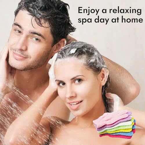 8-Piece Colorful Exfoliating Gloves, 5-Finger Bath Scrubbers for Deep Cleansing, Dual-Textured Shower Mitts for Body & Back
