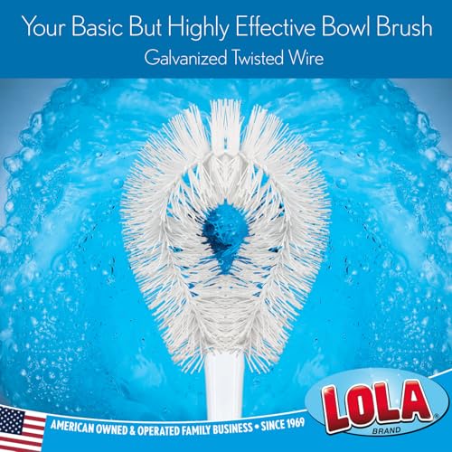 LOLA Toilet Bowl Brush w/Curved Head, Coated Wire, Durable Poly Bristles, Reaches Under Toilet Bowl Rim, 1 Pack - size: 1 Pack, style: Loop Style Bowl Brush
