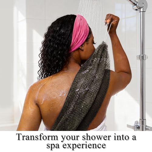 SubSahara Authentic African Net Sponge - 5 Pack Exfoliating Bath & Shower Loofah Sponge for Body & Face, Gentle Scrubber for All Skin Types, Travel, Durable - color: Green,gray,brown,black,purple
