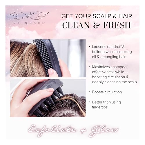 Seraphic Skincare Scalp Exfoliator Duo Set – Dry Scalp Hair Brush & Wet Scalp Massager – BPA-Free Silicone & Wheat Straw Hair Brush Set – Deep Cleansing & Dandruff Removal for All Hair Types - style: Scalp Massager + Brush