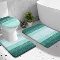 OLANLY Bathroom Rugs Sets 3 piece, Soft Microfiber Absorbent Bath Mat, U-Shaped Contour Toilet Mat and Toilet Lid Cover, Quick Dry, Machine Washable, Toilet Cover and Rug Set, Blackish Green - color: Blackish Green, size: 30" X 20" + U24" X 20" + 17.5" X