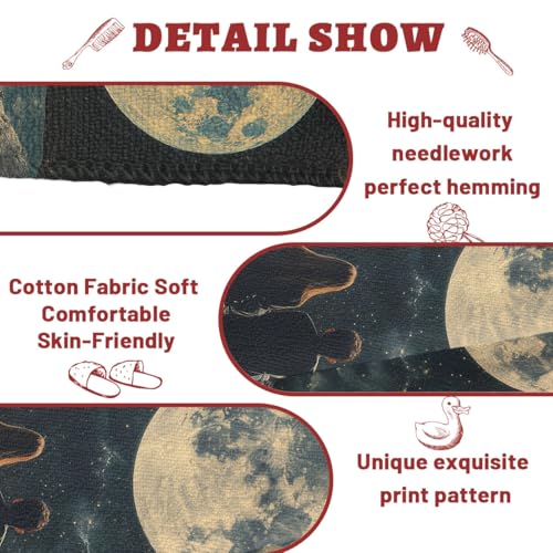 Moon Hand Towels, Vintage Magazine Couple Space Observing Earth Decorative Bath Towel Soft Absorbent Towel for Kitchen Guest Room Bathroom Gym Decor - color: Moon