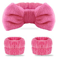WSYUB Spa Headband and Wrist Bands for Makeup & Face Wash, 1 Set, Watermelon red - color: Watermelon red