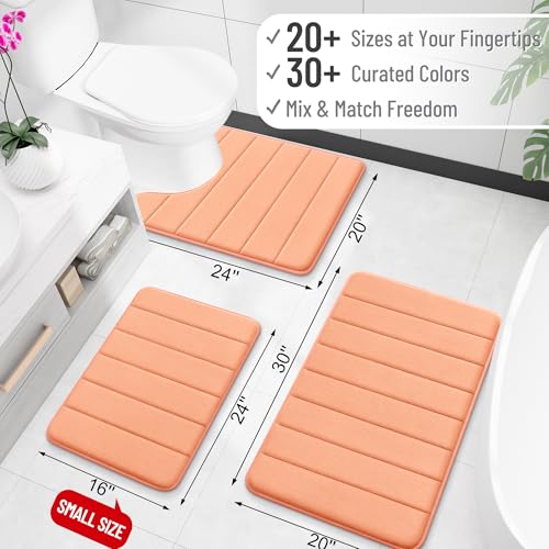 OLANLY Memory Foam Toilet Rugs U Shaped 24x20, Super Soft Absorbent Contour Bath Rugs, Quick Dry, Machine Washable Toilet Mat, Bathmat Floor Carpet, Bathroom Home Decor Accessories, Peach - color: Peach, size: 24" X 20" Contour Rug
