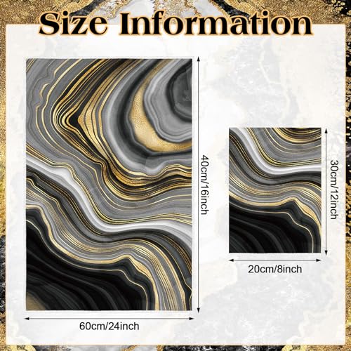 Boyiee Set of 6 Marble Kitchen Towels Gold Black Marble Tea Dish Towels 24 x 16 Inches Modern Absorbent Hand Washcloths Housewarming Gifts for Farmhouse Kitchen Bathroom Decorations - color: Marble