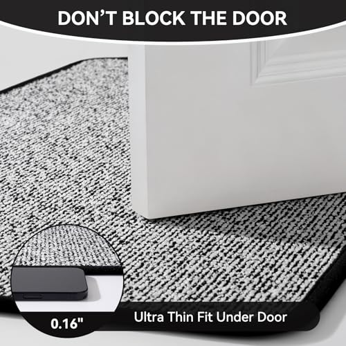Non Slip Bathroom Rugs Washable, Rubber Backing Bath Mat, Absorbent Quick Dry Floor Mats for Bathroom, Outside Shower and Sink, Thin Bath Rugs Fits Under Door, 16"x24", Black - color: Black, size: 16"x24"