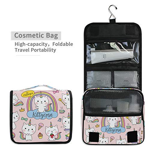senya Hanging Travel Toiletry Bag Kit Makeup Case Cosmetics Organizer for Men Women - color: unicorn cat