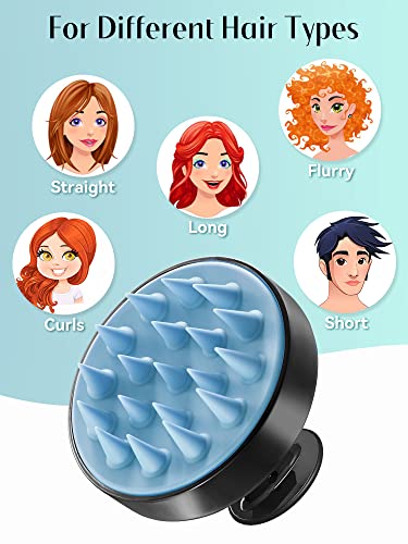 HEETA Scalp Massager Hair Growth, Soft Silicone Scalp Scrubber Shampoo Brush for Exfoliation, Dandruff Removal Head Massage Stress Relax, Wet & Dry Use for Thick Thin Curly Hair Care, Black Blue - color: New Black Blue