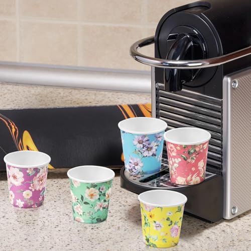 Tiamon 500 Pack 2 oz Paper Cups, Mini Mouthwash Disposable Bathroom Small Paper Drinking Espresso Cups for Home Office Travel Picnic Party Supplies(Floral) - style: Floral