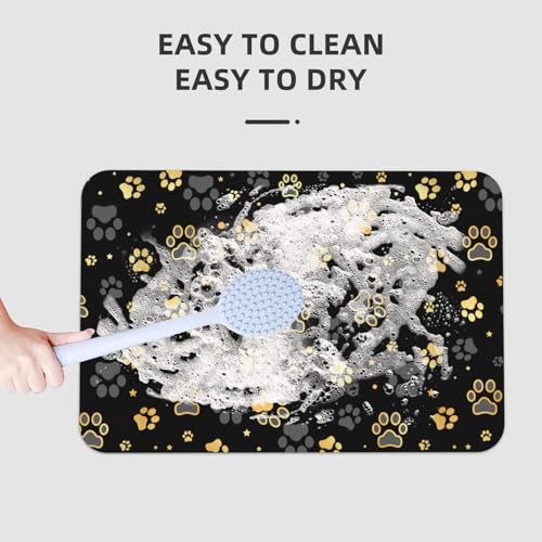 Golden Dogs Animal Paws Bath Mat Rugs 15.7x23.6 in, Diatomaceous Earth Bathroom Rug Rubber Non-Slip Absorbent Bathroom Mat for Bathroom Kitchen Floor, Tub and Shower Sink - color: Paws #03