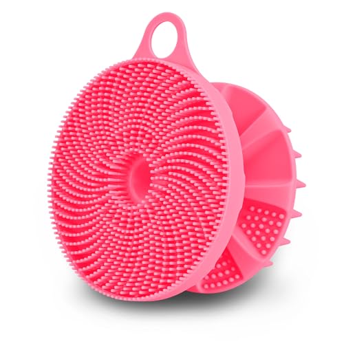 INNERNEED 2in1 Silicone Body Scrubber & Scalp Massager Shampoo Brush, Pink | Food-Grade Soft Material, More Hygienic, Easily Lather, Convenient for Travel, Gym, Business,etc - color: Pink