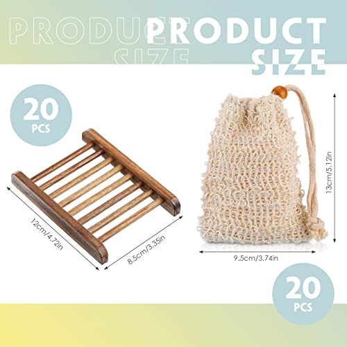 Soap Exfoliating Bag Holder Set Included Bathroom Wooden Soap Dish Pine Wood Soap Holder Tray Natural Bar Soap Pouch Mesh Bath Soap Saver Bag Container (Carbonized Color, 40 Pcs) - color: Carbonized Color