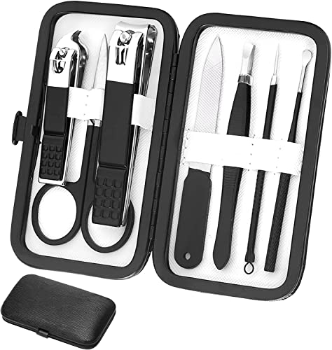 Nail Clippers Set Professional Manicure Set Grooming Kits Stainless Steel Travel Manicure Pedicure Kit Nail Care Tools Nail Kit with Travel Case Personal Care Tools Gifts for Men Women - color: Black and White