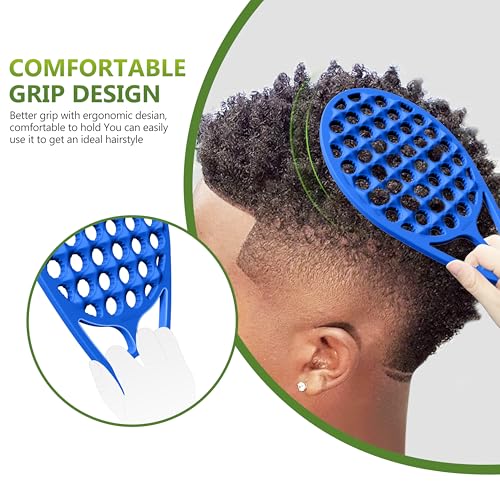KOUPA Silicone Afro Twist Brush with Pick Comb - Easy Clean Dual-Sided Design with Textured Holes for Defined Afro Curls, Suitable for Coily Hair Men & Women, Blue - color: Blue