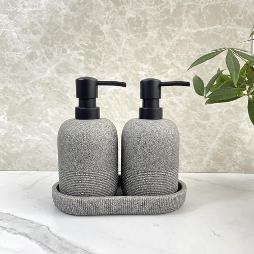 Soap Dispenser Tray for Bathroom Sink,7.4″ Small Lotion Bottle Organizer Tray for Kitchen Sink.Gray Tray for Bathroom/Kitchen Countertop. - color: Tray-grey