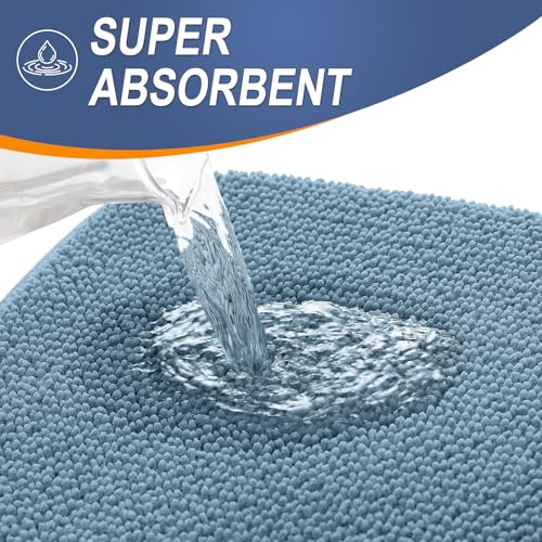 OLANLY Bathroom Rugs Sets 2 Piece, Soft Absorbent Memory Foam Bath Rug Set, Non-Slip, Quick Dry, Machine Washable Bath Mats for Bathroom, Home Decor Accessories (30"x20"+24"x16", Airy Blue) - color: Airy Blue, size: 30" X 20" + 24" X 16"