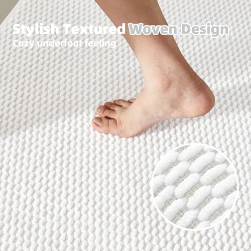 TYUU Bathroom Rugs Non Slip Washable, Super Absorbent Thin Bath Mat Quick Dry Low Pile Bathroom Rug, White 24"x47" - color: White, size: 2' X 3'11" (Rectangular)