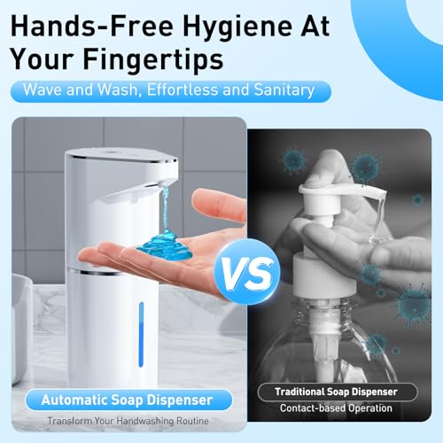 Fantictas Automatic Soap Dispenser,Touchless Hand Wall Mount Rechargeable 3 Gear Adjustable Electric Soap Dispenser 350ml with Infrared Motion Sensor for Bathroom,Kitchen,Office, White Gel - color: White, style: Gel