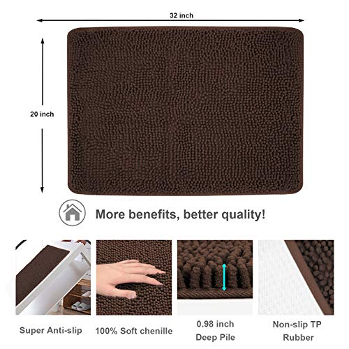 Secura Bathroom Rugs 20x32 Inches – Thick Plush Bath Mat, Ultra Soft Absorbent Bathroom Mat, Non Slip Machine Washable Bath Rugs for Tub, Shower Room Floor (Chocolate Brown) - color: Chocolate Brown, size: 2'8" x 1'8" (Rectangular)