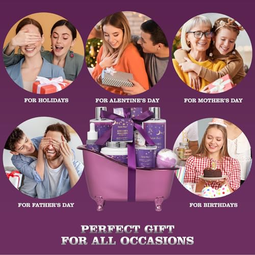 Spa Gift Basket Bath Spa Kit Spa Gifts for Women, Bath and Body Baskets Set | 10pc Self Care Kit Lavender Scent Birthday Gifts Skin Care Set, Christmas Gifts, Beauty kits Bridal Shower Self-care Home Spa