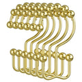 Amazer Gold Shower Curtain Hooks, 12PCS Rust-Resistant Metal Double Shower Curtain Rings for Curtain Rolling Shower Hooks, Shower Rings for Bathroom Shower Curtain Rod - color: Gold, style: Modern - Double Hooks