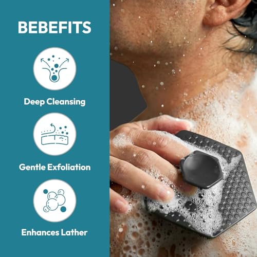 Silicone Body Scrubber & Scalp Massager for Men & Women | Cleanses, Exfoliates & Removes Dead Skin | Super Soft Silicone Bristles for Both Body and Hair | Set of 2
