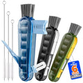 6 Pack Holikme 4 in 1 Cup Lid Cleaning Brush Set with 3 Straws, Multifunctional Bottle Brush, Silicone Cup Lid Gap Cleaner, Bristle Crevice Cleaning Brush, Flat End Brushes, Navy & Black & Olive - color: Navy & Black & Olive