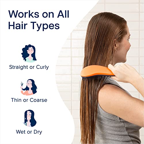 Crave Naturals Glide Thru Hair Brush - Detangler Brush for Curly, Straight, Wet or Dry Hair - Gentle Detangling Brusheses for Adults, Kids, Toddlers - Hair Accessories for Women, 7.5"x3" - Coral - color: Orange, size: 1 Pack (Regular)