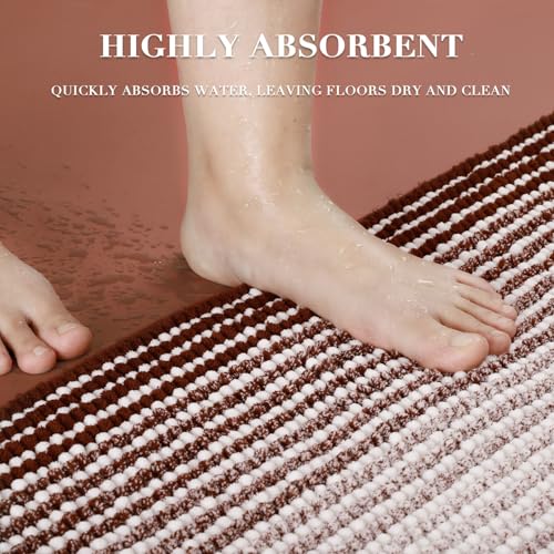 Bathroom Rugs and Mats Sets, 2 Piece Thick Absorbent Chenille Bath Mat Rug Set Non Slip, Soft Shaggy Bath Room Floor Mats for Bathroom, Machine Washable (Burgundy Red, 20" x 32" Plus 16" x 24") - color: Burgundy Red, size: 20" x 32" Plus 16" x 24"