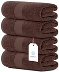 White Classic Luxury Bath Towels Set of 4 Large - 700 GSM Cotton Ultra Soft Bath Towels 27x54 | Highly Absorbent and Quick Dry | Hotel Towels for Bathroom Luxury, Plush Shower Towels, Brown - color: 19: Brown
