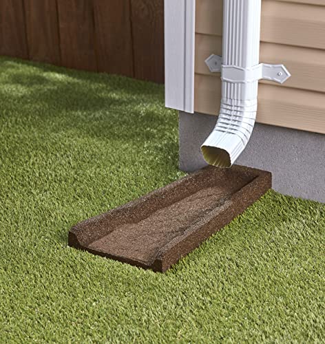Rubberific Premium Rubber Downspout Splash Block, Rain Guard, Stone Textured Drain Extender (Brown) - color: Brown