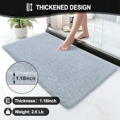 Bathroom Rugs 48"x24", Fluffy Soft Thick Absorbent Bath Mat Rubber Backing Quick Dry, Machine Washable Bath Mats for Bathroom Tub, Floor, Shower, Bedroom Home Decor Accessories, Grey - color: Blue Grey, size: 48" x 24"