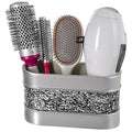 Creative Scents Crackled Glass Silver Toothbrush and Toothpaste Holder for Bathroom - Decorative Bathroom Counter Electric Toothbrush Organizer, 3 Slot, Makeup Brush Holder - style: Bathroom Organizer