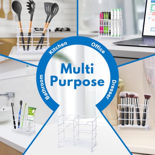 Urbanstrive 304 Stainless Steel Bathroom Toothbrush Holder Toothpaste Holder Stand Bathroom Accessories Organizer (White, Small) - color: White, size: Small