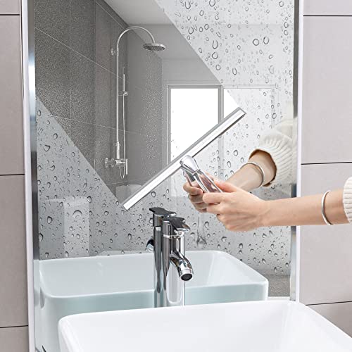 Ettori Shower Squeegee for Glass Door, Squeegee for Shower Glass Door, Bathroom, Window and Car Glass, 12 Inches with Clear Acrylic Handle - color: Clear