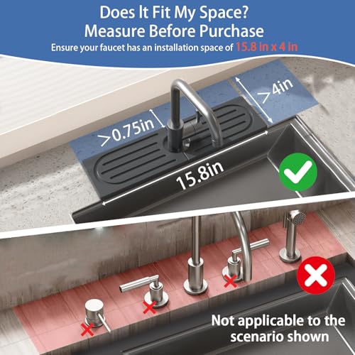 Stone Faucet Mat for Kitchen Sink, Water Absorbing Sink Water Splash Guard, Fast-Drying Kitchen Sink Faucet Mat, Durable Protector and Stone Drying Mat for Kitchen Counter & Bathroom Sink - color: Dark Gray Style 2, size: 15.8" x 4"