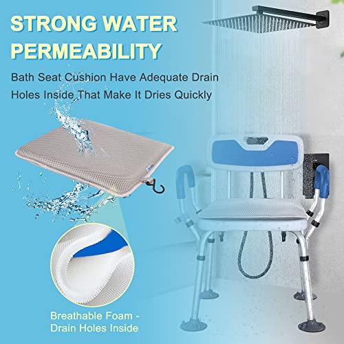 Shower Seat Cushion for Inside Shower, Bath Seat Mat Cushion Shower Chair Pad for Elderly Seniors, Bath Chair Pad Shower Bench Pillow Bathtub Cushion Tub Seats for Butt Sitting