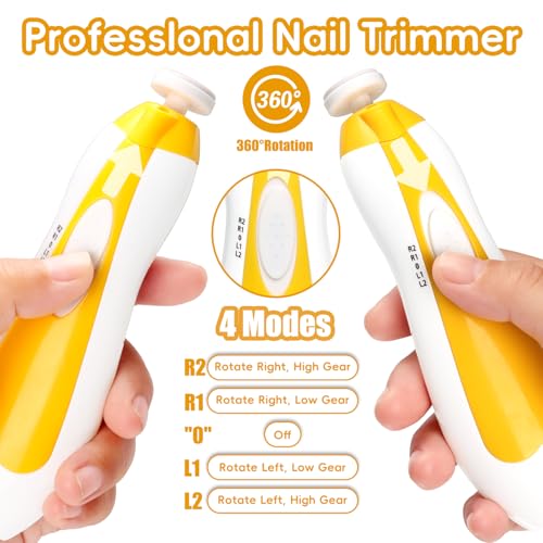Qunlions life Baby Nail Trimmer Electric, 6 in 1 Baby Nail File Clippers Infant Grooming Kit Manicure Set for Toddler or Adults, Yellow - color: Yellow Nail Trimmer