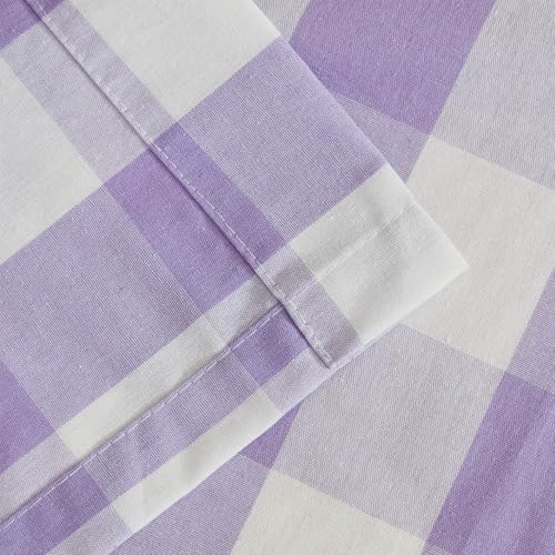3 Pieces Tier Curtains and Valance Set Buffalo Check Kitchen Tiers Plaid Gingham Rod Pocket Classic Short Small Cafe Curtains Country Farmhouse Cafe Bathroom 54"x18"/27"x24" Lilac & White - color: Plaids Lilac&white, size: 27"W x 24"L (Pack of 3)