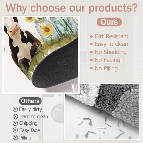 Cute Cow Bath Mat, SunflowersDaisie Diatomaceous Earth Bath Mat,Rubber Backing Quick Dry Absorbent Washable Bathroom Rugs for Tub Non Slip 17"x29.5" - color: Cute Cow,sunflowersdaisie