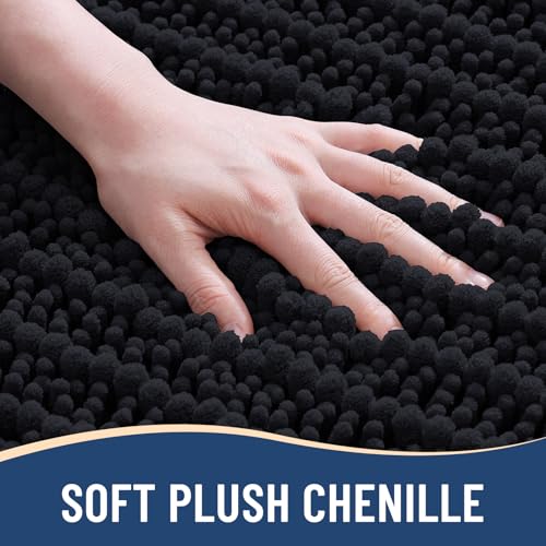 Arotive Luxury Large Bathroom Rugs 40x32, Extra Soft Thick Absorbent Shaggy Chenille Bath Rugs, Machine Wash Dry, Bath Mats for Bathroom Floor, Tub and Shower, Home Decor Accessories, Black - color: Black, size: 40" X 32"