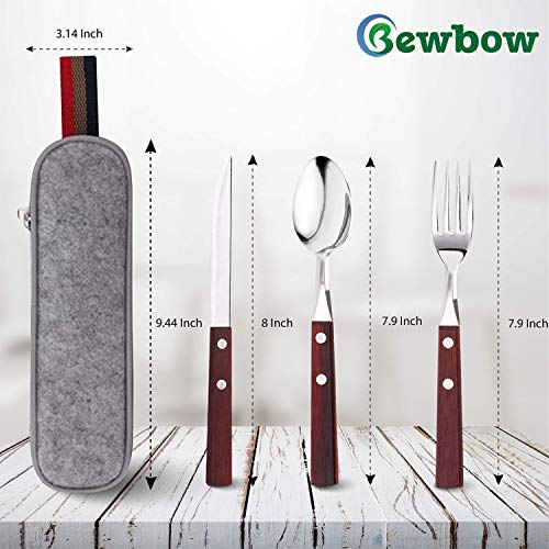 PREMIUM QUALITY Stainless Steel travel utensils Set with case, Healthy & Eco-Friendly 3pc Full Size Fork, Spoon, Portable, reusable utensils with case