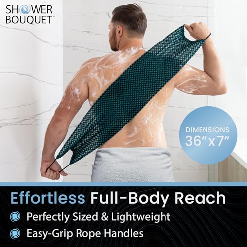 Japanese Exfoliating Washcloth for Back & Body - Charcoal & Silver Ion Exfoliating Towel with Handles - Two-Sided Gentle Exfoliation & Deep Cleansing Soft Body Wash Cloths for Shower - Green - color: Charcoal Green, size: 1 Count (Pack of 1)